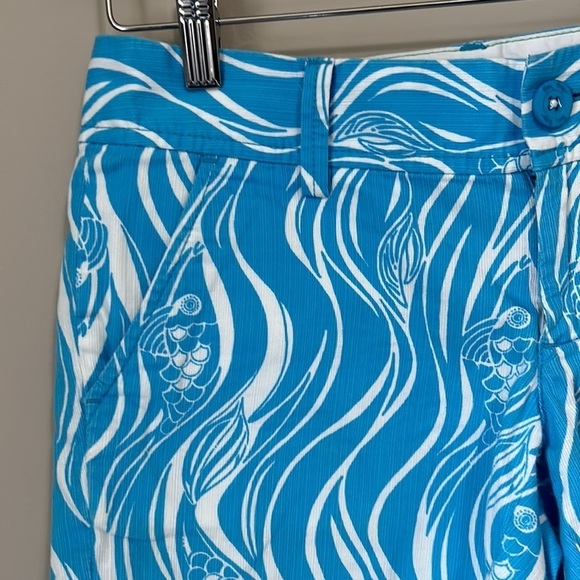 Lilly Pulitzer Callahan Short Resort White Joe Fish Blue Shorts Sz 0 - Picture 6 of 14